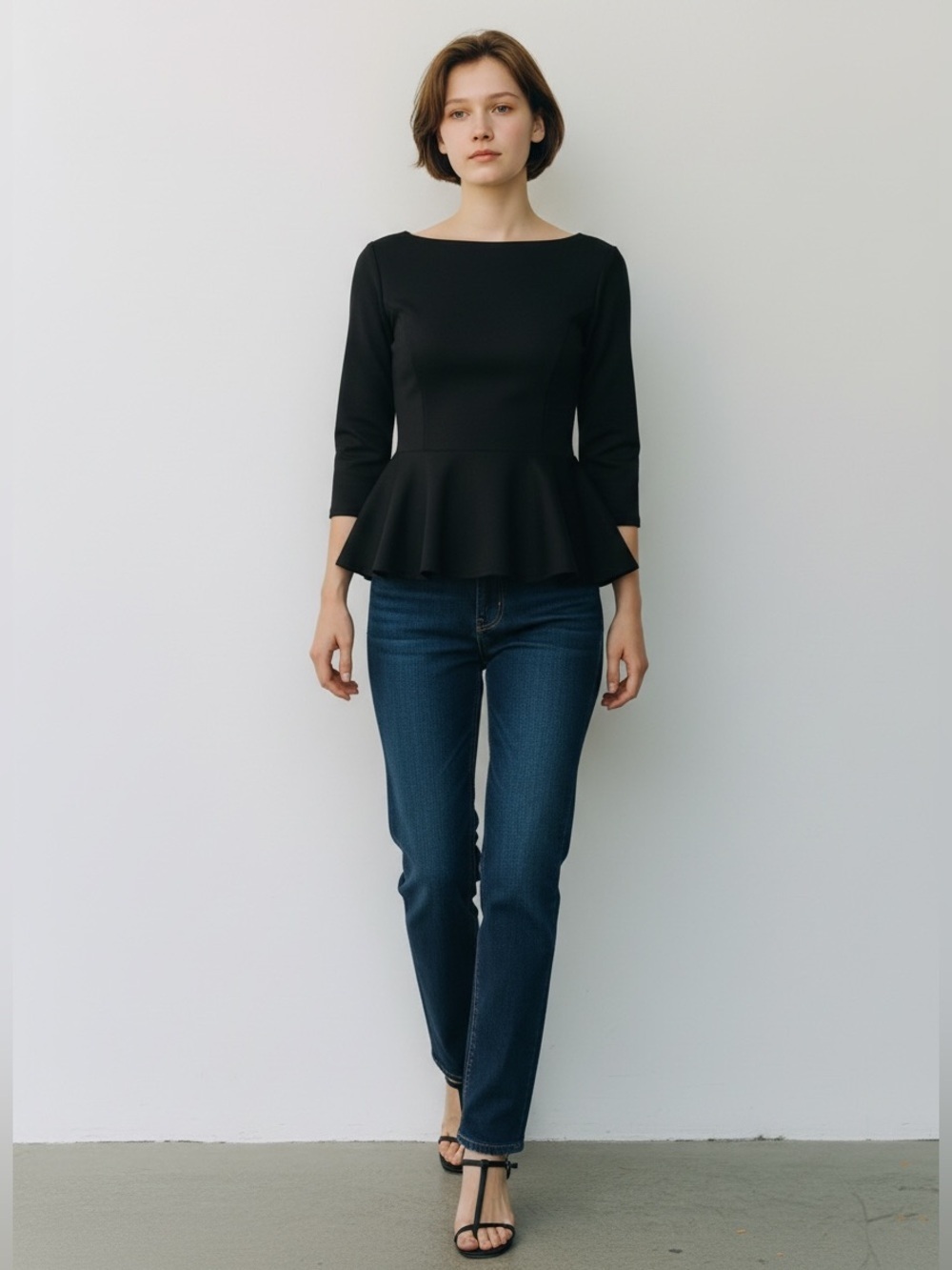 Ricki’s Elegant Black Peplum Top Size XS